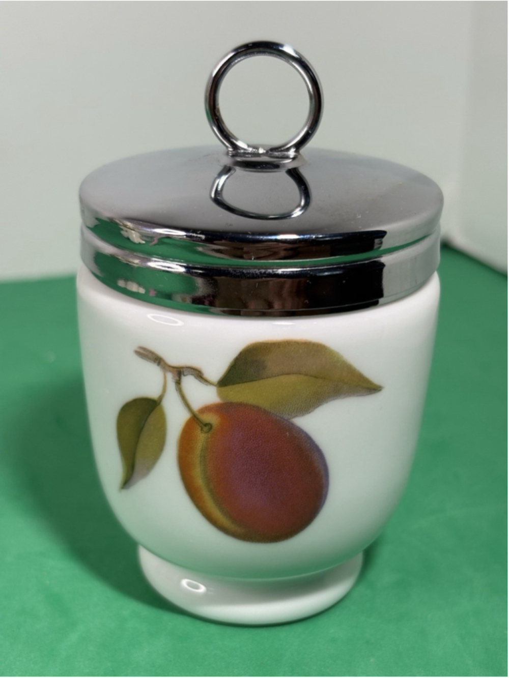 vintage royal worcester egg coddler-Princess Diana Fav-Peach & Berries Design
